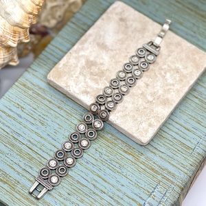 Designer Brighton Silver Tone Crystal Rhinestone Two Tier